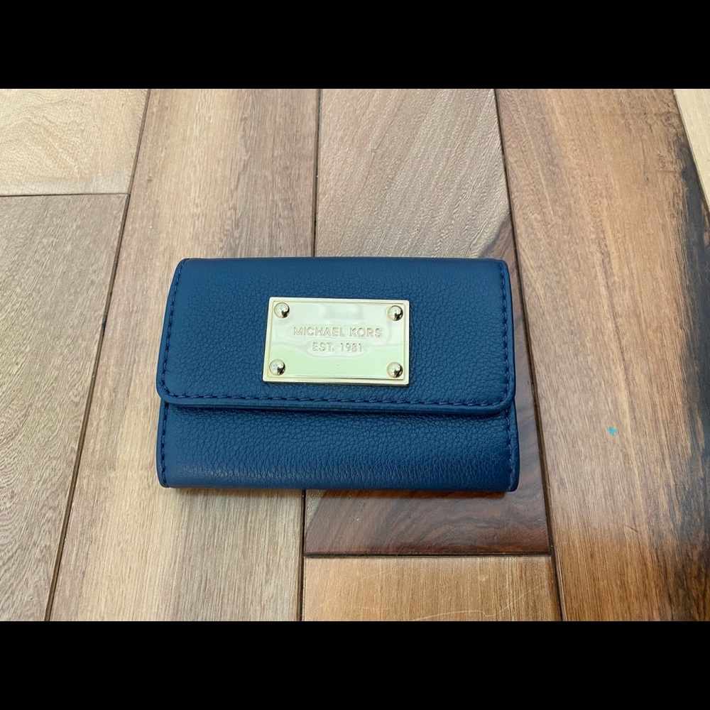 Michael Kors Navy Leather Compact Wallet